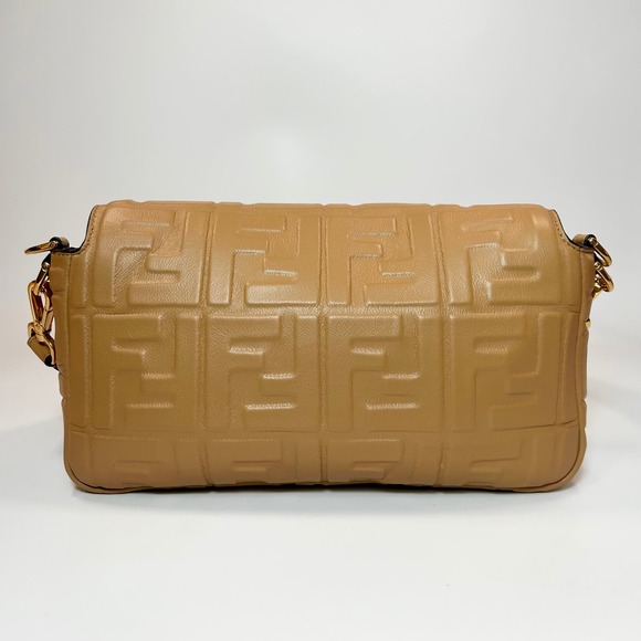 Fendi Nappa FF 1974 Embossed Baguette Bag Beige - Picture 4 of 15